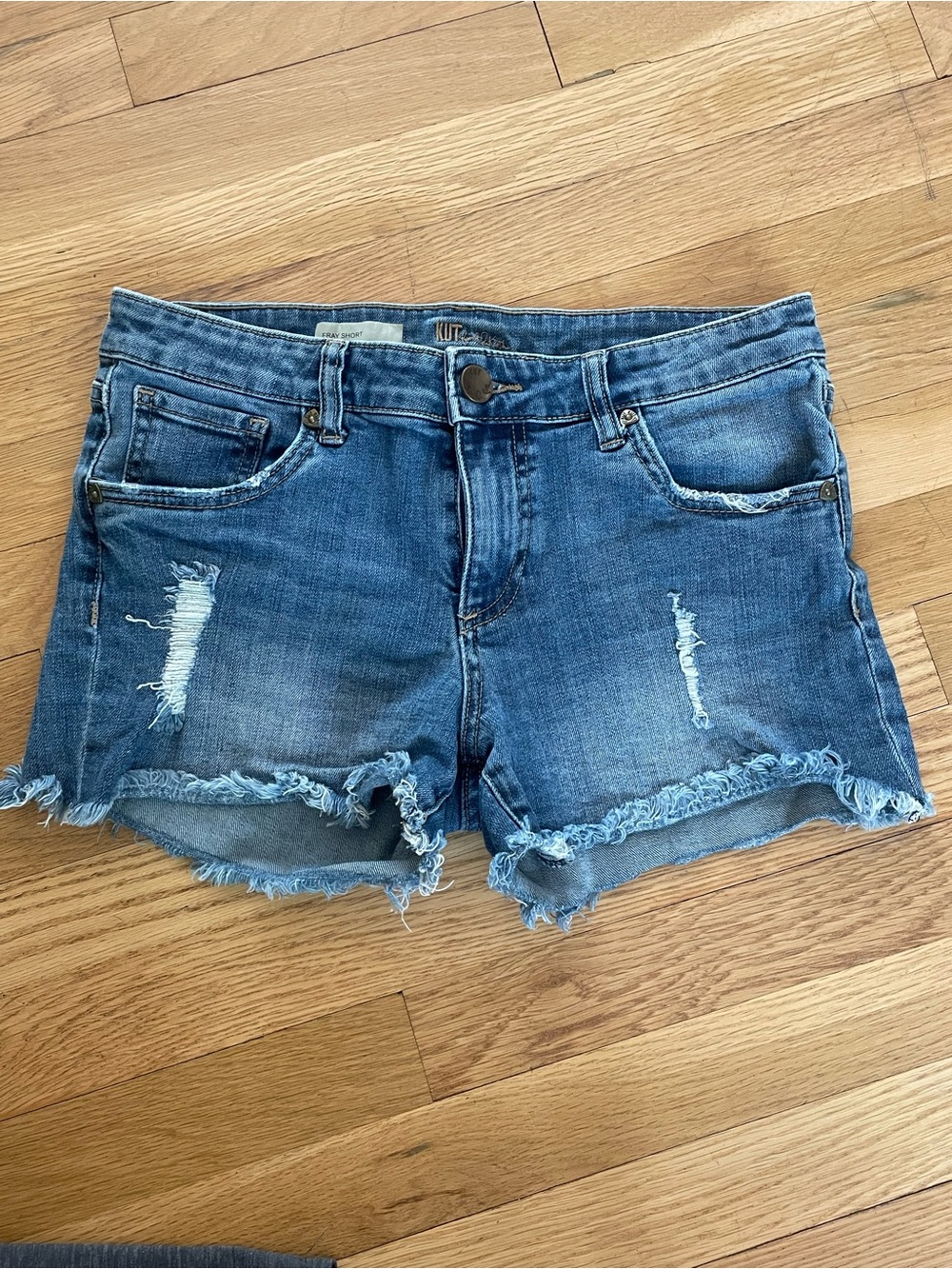 Kut from the Kloth Distressed Blue Denim Cutoff Shorts